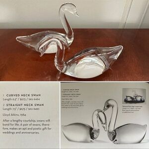 STEUBEN CRYSTAL 'LOVE SWANS’ Pair of Figurines Hand Blown Crystal